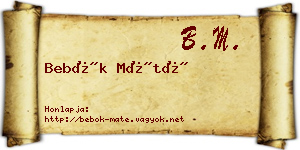 Bebők Máté névjegykártya